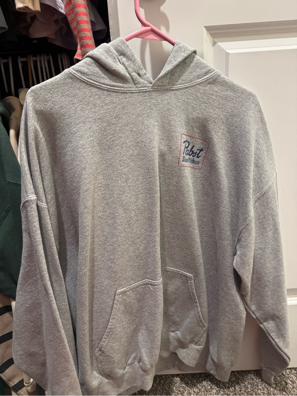 PacSun Light Gray Pabst Logo Hoodie